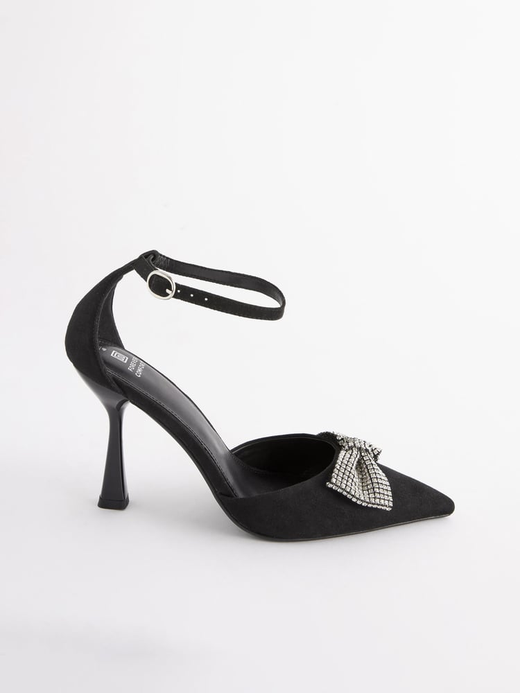 Black Forever Comfort® Bow Point Toe Heels - Image 2 of 5