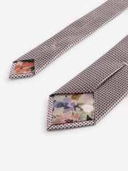 Damson Pink/Neutral Brown Textured Signature Made In Italy Tie - Image 3 of 3