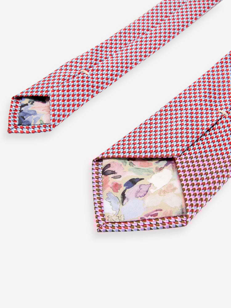 Red/Light Blue Geometric Signature Made In Italy Tie - Image 3 of 3