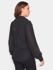 Long Tall Sally Black 100% Cotton Pleated Shirt - Image 2 of 5