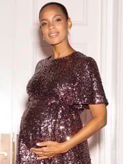 Seraphine Pink Sequin Shift Maternity Dress - Image 8 of 10