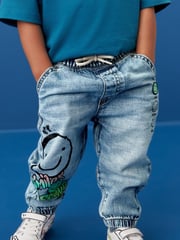 Light Blue Denim 100% Cotton Graffiti Print Jeans (3mths-7yrs) - Image 1 of 8