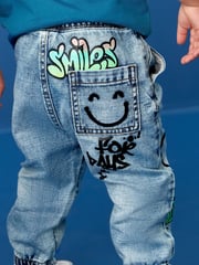 Light Blue Denim 100% Cotton Graffiti Print Jeans (3mths-7yrs) - Image 2 of 8