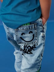 Light Blue Denim 100% Cotton Graffiti Print Jeans (3mths-7yrs) - Image 4 of 8