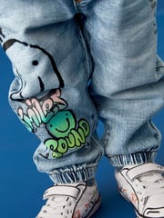 Light Blue Denim 100% Cotton Graffiti Print Jeans (3mths-7yrs) - Image 5 of 8