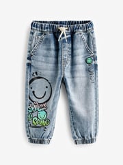 Light Blue Denim 100% Cotton Graffiti Print Jeans (3mths-7yrs) - Image 6 of 8