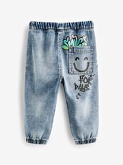 Light Blue Denim 100% Cotton Graffiti Print Jeans (3mths-7yrs) - Image 7 of 8