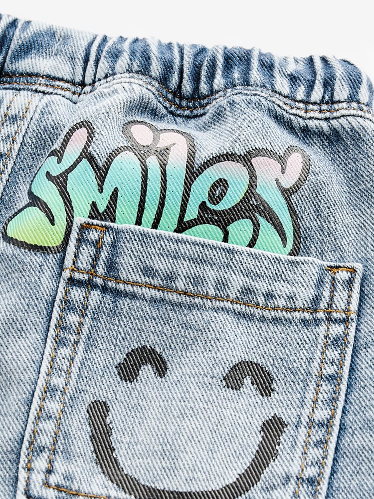 Light Blue Denim 100% Cotton Graffiti Print Jeans (3mths-7yrs) - Image 8 of 8