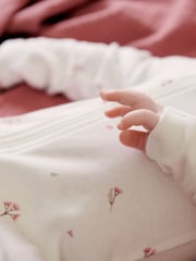 Purebaby Pink 100% Cotton Zip Baby Sleepsuits 2 Pack - Image 8 of 9