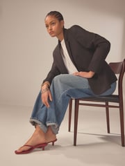 Red Premium Leather Toe Post Heeled Mules - Image 2 of 9