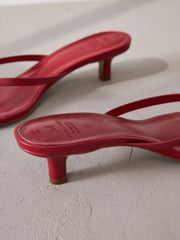 Red Premium Leather Toe Post Heeled Mules - Image 7 of 9