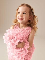 Pink Sleeveless Mesh Dress (3mths-7yrs) - Image 4 of 5