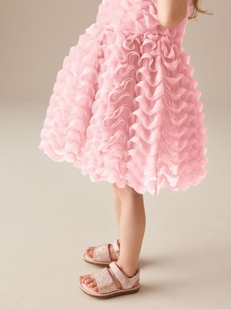 Pink Sleeveless Mesh Dress (3mths-7yrs) - Image 5 of 5