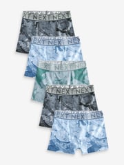 Blue Marble Print Trunks 5 Pack (2-16yrs) - Image 1 of 5