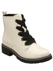 Lotus White Patent Lace-Up Ankle Boots - Image 1 of 4