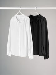 The Set Black/White 2 Pack Voile 100% Cotton Blouses - Image 1 of 13