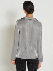 Silver Metallic V-Neck Long Sleeve Blouse - Image 4 of 7
