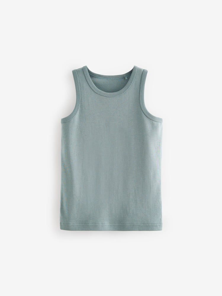 Tonal Blue 100% Cotton Vests 10 Pack (1.5-16yrs) - Image 2 of 8