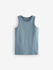 Tonal Blue 100% Cotton Vests 10 Pack (1.5-16yrs) - Image 3 of 8