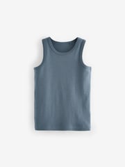 Tonal Blue 100% Cotton Vests 10 Pack (1.5-16yrs) - Image 6 of 8