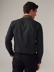 Schwarz/Gold - Formales Oxford-Hemd aus100 % Baumwolle mit Besatz - Bild 3 von 8