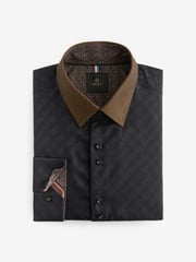 Schwarz/Gold - Formales Oxford-Hemd aus100 % Baumwolle mit Besatz - Bild 6 von 8