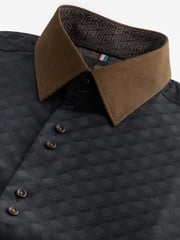 Schwarz/Gold - Formales Oxford-Hemd aus100 % Baumwolle mit Besatz - Bild 7 von 8