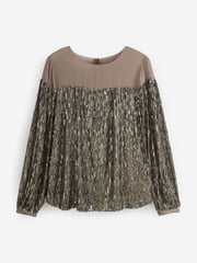 Gold Long Sleeve Sequin Sparkle Top - Image 5 of 6