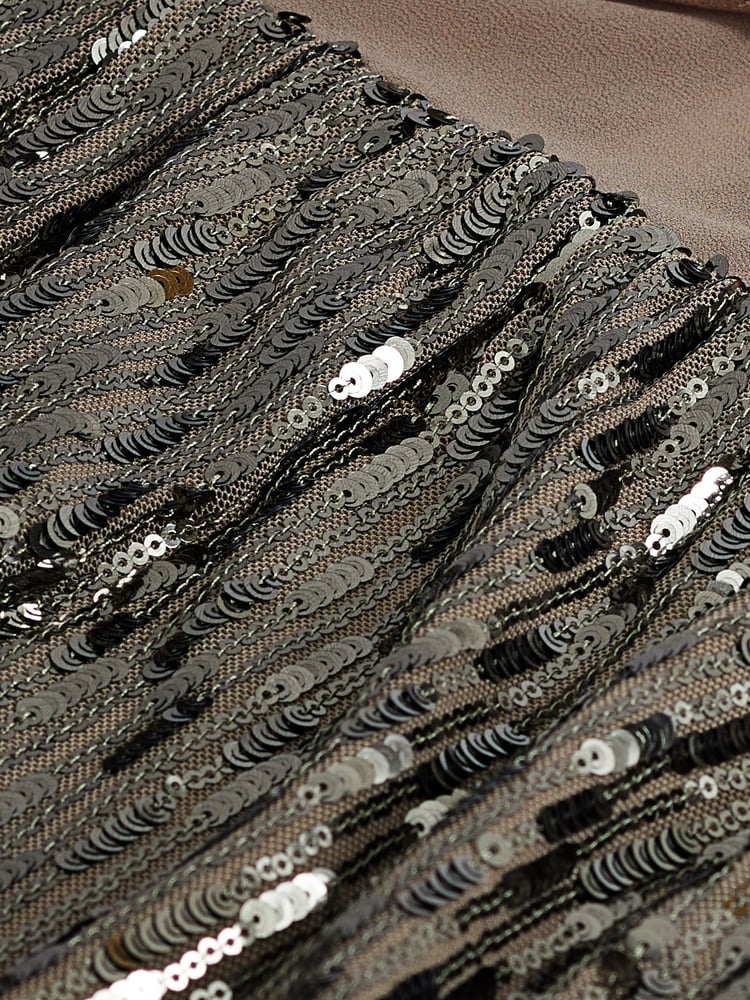 Gold Long Sleeve Sequin Sparkle Top - Image 6 of 6