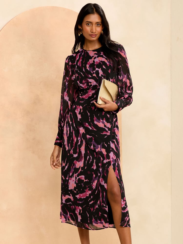 Love & Roses Pink Empire Tie Back Midi Dress - Image 1 of 4