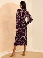 Love & Roses Pink Empire Tie Back Midi Dress - Image 3 of 4