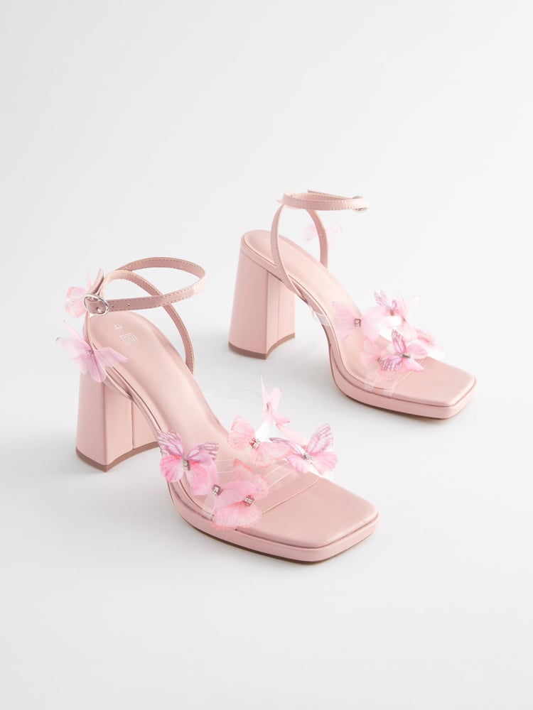 Pink Forever Comfort® Butterfly Block Heel Sandals - Image 1 of 5