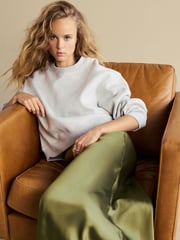 Khaki Green Satin Midi Skirt - Image 4 of 8
