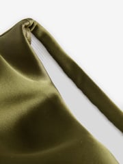 Khaki Green Satin Midi Skirt - Image 7 of 8