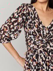 Animal Print Waisted Short Sleeve Mini Dress - Image 4 of 6
