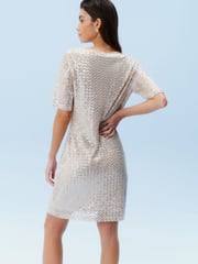 Cream Short Sleeve Sequin Dress - Image 4 of 7