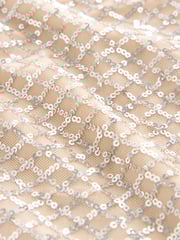 Cream Short Sleeve Sequin Dress - Image 7 of 7
