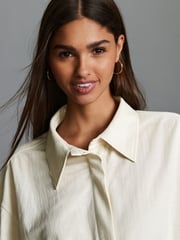 Ecru Relaxed Fit Drawstring Hem Shirt - Image 4 of 7
