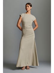 Natural Stone Ruched Cap Sleeve A-Line Maxi Dress - Image 2 of 7