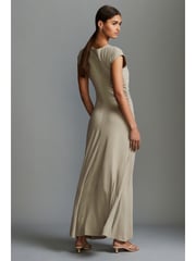 Natural Stone Ruched Cap Sleeve A-Line Maxi Dress - Image 3 of 7