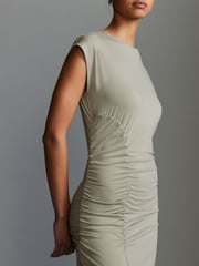 Natural Stone Ruched Cap Sleeve A-Line Maxi Dress - Image 4 of 7
