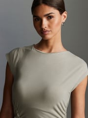 Natural Stone Ruched Cap Sleeve A-Line Maxi Dress - Image 5 of 7