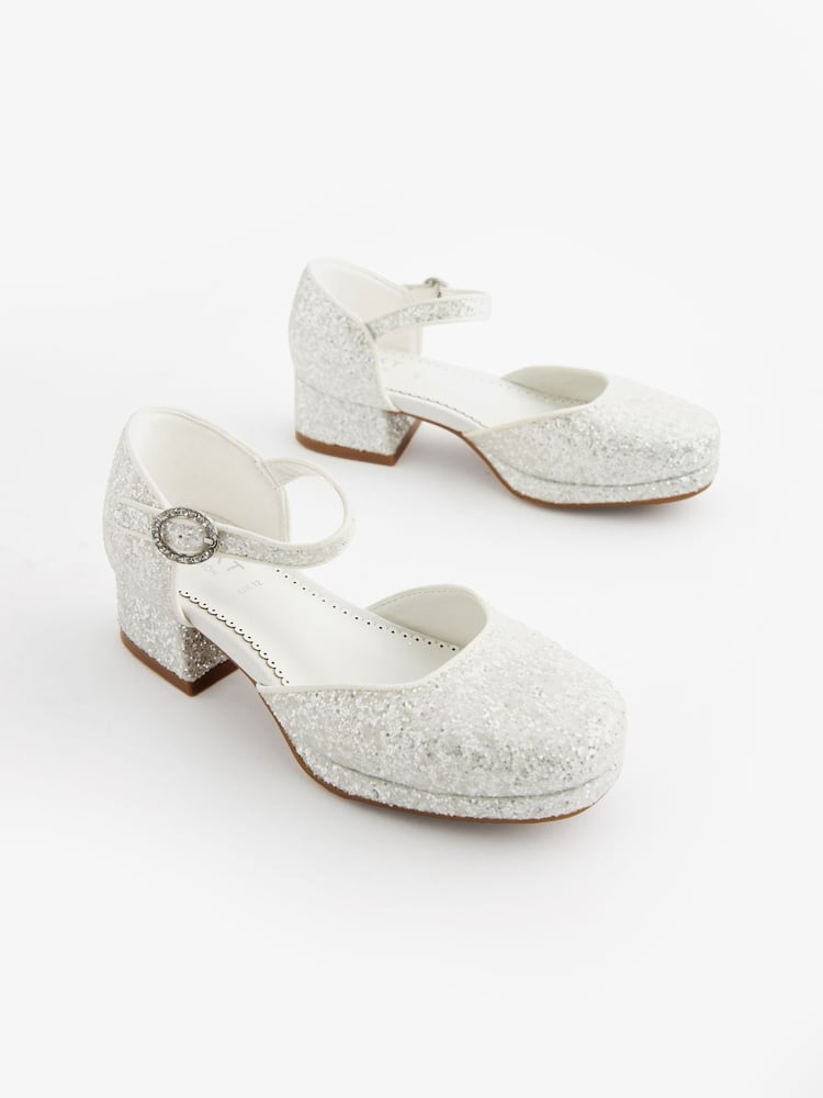 White Glitter Platform Heel Occasion Shoes - Image 1 of 5