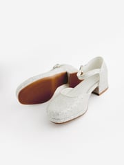 White Glitter Platform Heel Occasion Shoes - Image 4 of 5
