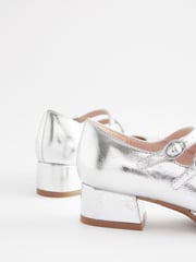 Silver Metallic Double Strap Occasion Platform Heels - Image 5 of 5