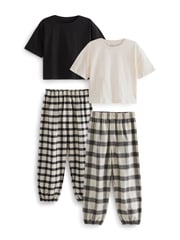 Black/White Woven Check Pyjamas 2 Pack (3-16yrs) - Image 1 of 5