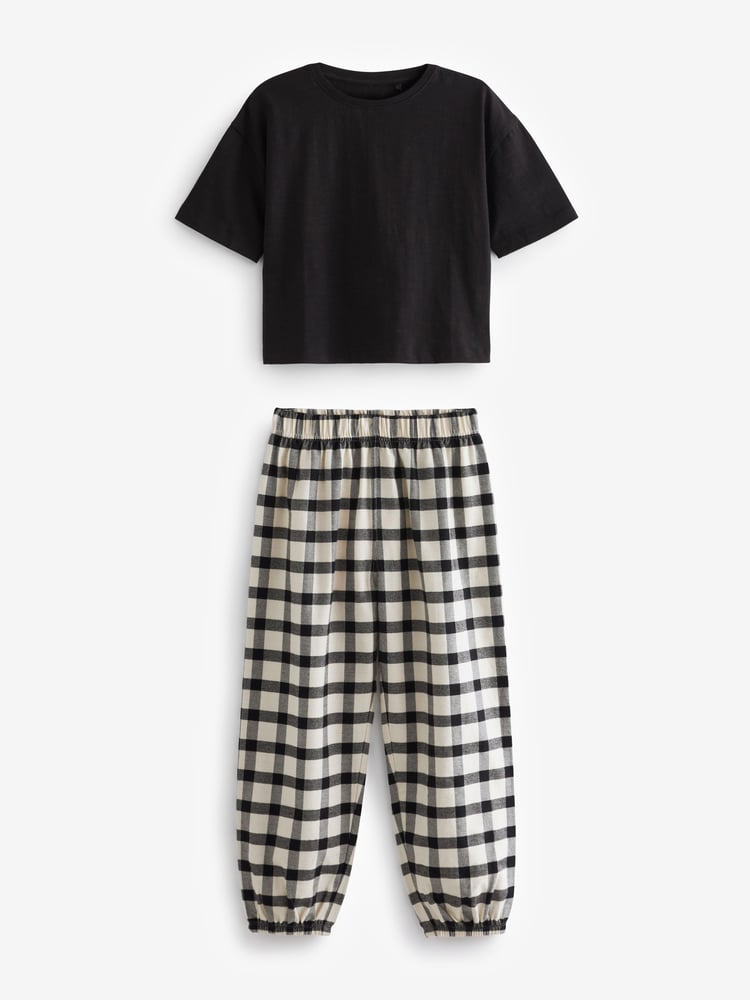 Black/White Woven Check Pyjamas 2 Pack (3-16yrs) - Image 2 of 5