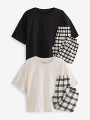 Black/White Woven Check Pyjamas 2 Pack (3-16yrs) - Image 3 of 5