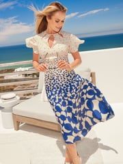 Lipsy Polka Dot Ruched Front Keyhole Cut Out Asymmetrical Midi Dress - Image 4 of 4