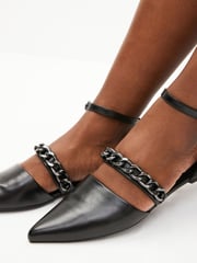 Black Forever Comfort® Point Toe Chain Trim Flats - Image 2 of 8